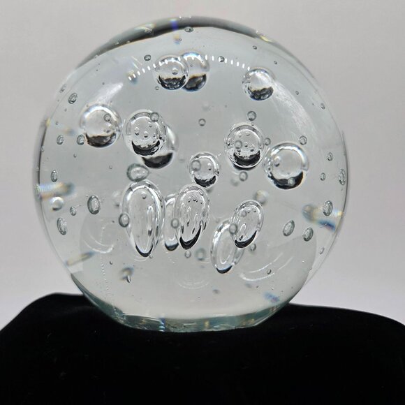 Large Murano Style Glass Bubbles Paperweight Orb Decor 4" Clear - Picture 2 of 9